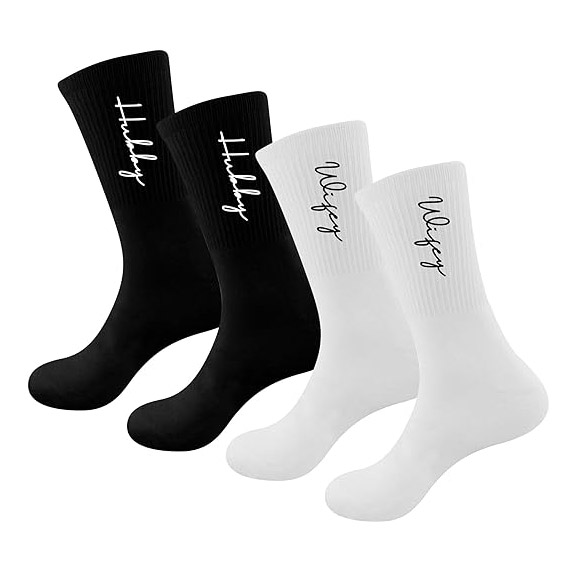 BachPartyGifts Couple white black socks PACK 2