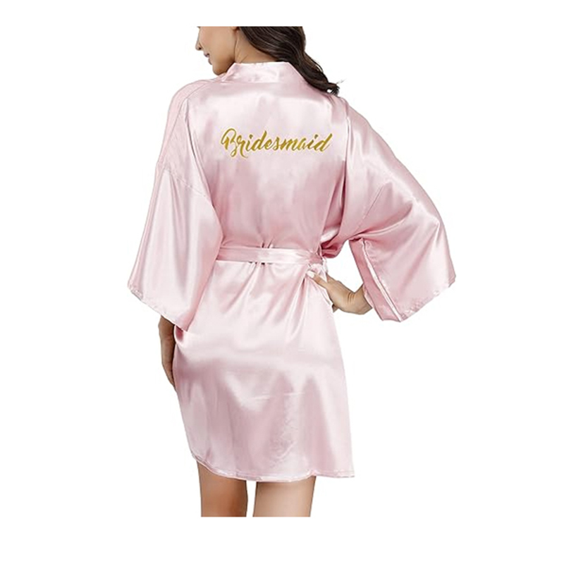 Wedding Bridal Party Womens Short Silky Satin Robe One Size